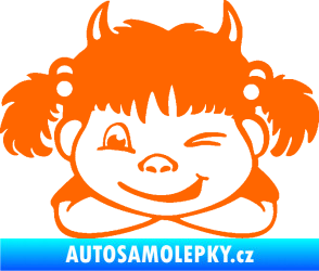 Samolepka Dítě v autě 056 levá holčička čertice Fluorescentní oranžová