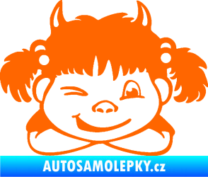 Samolepka Dítě v autě 056 pravá holčička čertice Fluorescentní oranžová