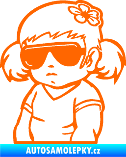 Samolepka Dítě v autě 057 levá holčička s brýlemi Fluorescentní oranžová
