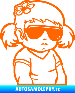 Samolepka Dítě v autě 057 pravá holčička s brýlemi Fluorescentní oranžová