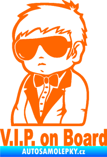 Samolepka Dítě v autě 058 s textem chlapec s brýlemi Fluorescentní oranžová