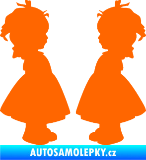Samolepka Dítě v autě 072 dvě holčičky sourozenci Fluorescentní oranžová