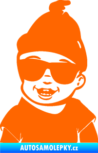 Samolepka Dítě v autě 081 levá chlapeček v brýlích Fluorescentní oranžová