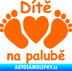 Samolepka Dítě v autě 089 nožičky s nápisem Fluorescentní oranžová