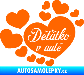 Samolepka Dítě v autě 092 nápis děťátko v autě se srdíčky Fluorescentní oranžová