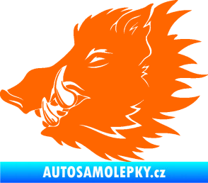 Samolepka Divoké prase 001 levá kanec hlava Fluorescentní oranžová