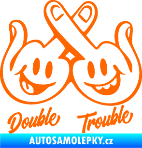 Samolepka Double trouble smajlíci f*ck Fluorescentní oranžová