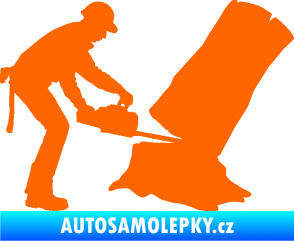 Samolepka Dřevorubec 003 pravá pila Fluorescentní oranžová