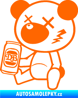 Samolepka Drunk bear 001 levá medvěd s plechovkou Fluorescentní oranžová