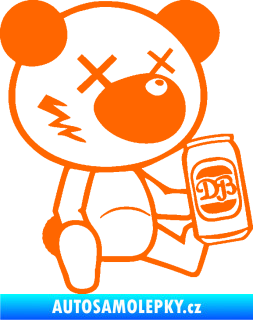Samolepka Drunk bear 002 pravá medvěd s plechovkou Fluorescentní oranžová