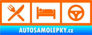 Samolepka Eat, sleep, drive 002 symboly jím, spím, řídím Fluorescentní oranžová