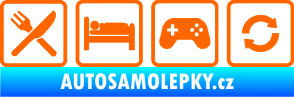 Samolepka Eat sleep game repeat hrát počítačové hry Fluorescentní oranžová