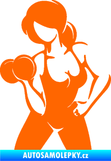 Samolepka Fitness 001 levá posilování s činkou Fluorescentní oranžová
