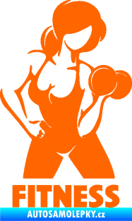 Samolepka Fitness 002 pravá posilování s činkou Fluorescentní oranžová