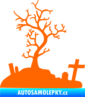 Samolepka Halloween 019 levá hřbitov Fluorescentní oranžová