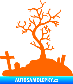 Samolepka Halloween 019 pravá hřbitov Fluorescentní oranžová