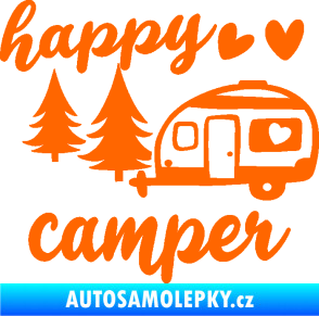 Samolepka Happy camper levá cestování Fluorescentní oranžová