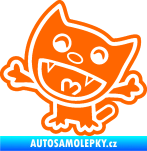 Samolepka Happy cat 002 levá šťastná kočka Fluorescentní oranžová