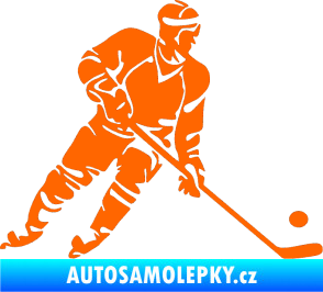 Samolepka Hokejista 027 pravá Fluorescentní oranžová
