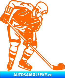 Samolepka Hokejista 029 pravá Fluorescentní oranžová