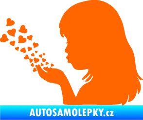 Samolepka Holčička se srdíčky levá Fluorescentní oranžová