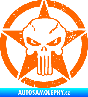 Samolepka Hvězda army 011 levá s lebkou Fluorescentní oranžová