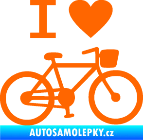 Samolepka I love cycling pravá Fluorescentní oranžová