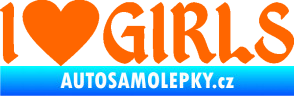 Samolepka I love girls nápis se srdcem Fluorescentní oranžová