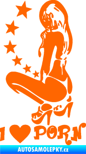 Samolepka I love porn levá Fluorescentní oranžová