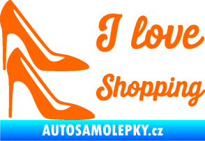 Samolepka I love shopping nápis  Fluorescentní oranžová