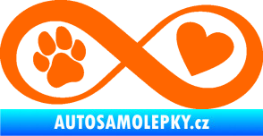 Samolepka Infinity 002 srdce a tlapka pravá Fluorescentní oranžová