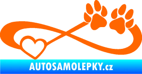 Samolepka Infinity 003 levá srdce a tlapky Fluorescentní oranžová