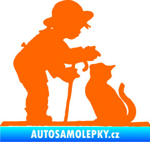 Samolepka Interiér 002 levá dítě s kočičkou Fluorescentní oranžová