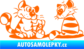 Samolepka Interiér 010 levá kočičky Fluorescentní oranžová