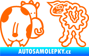 Samolepka JDM kravička a ovečka 001 levá Fluorescentní oranžová