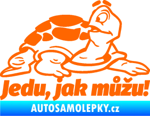 Samolepka Jedu, jak můžu! 001 pravá nápis se želvou Fluorescentní oranžová