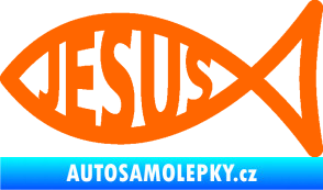 Samolepka Jesus rybička 003 křesťanský symbol Fluorescentní oranžová