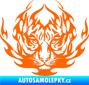 Samolepka Kapota 033 tygr v plamenech Fluorescentní oranžová