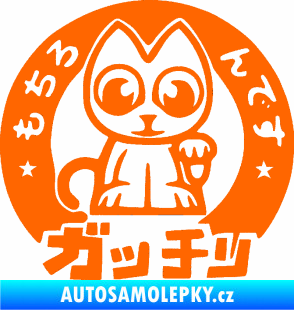 Samolepka Kočička lucky cat JDM 002  Fluorescentní oranžová