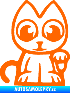 Samolepka Kočička lucky cat JDM pravá Fluorescentní oranžová