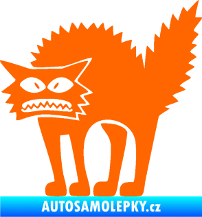 Samolepka Kočka naježená levá Fluorescentní oranžová