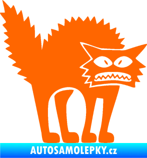 Samolepka Kočka naježená pravá Fluorescentní oranžová