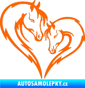 Samolepka Koníci 002 - levá srdíčko kůň s hříbátkem Fluorescentní oranžová