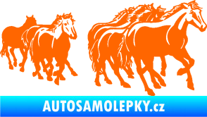 Samolepka Koníci 005 stádo pravá Fluorescentní oranžová