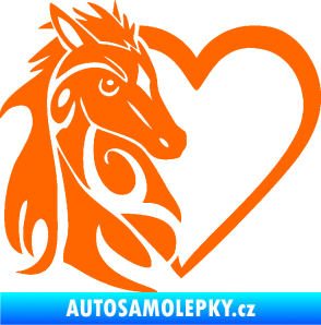Samolepka Koník love 001 levá hříbátko v srdíčku Fluorescentní oranžová