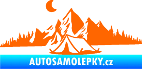 Samolepka Krajina hory 023 levá kempování Fluorescentní oranžová