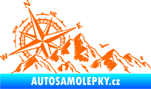 Samolepka Krajina hory 043 levá s kompasem Fluorescentní oranžová