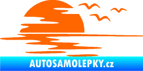 Samolepka Krajina moře 003 levá západ slunce odraz na hladině Fluorescentní oranžová