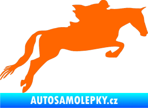 Samolepka Kůň 015 pravá skok s jezdcem Fluorescentní oranžová