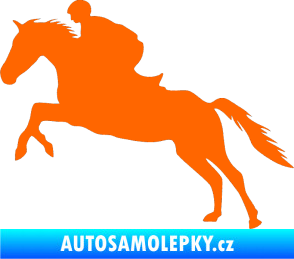 Samolepka Kůň 019 levá jezdec v sedle Fluorescentní oranžová